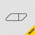 Black line Eraser or rubber icon isolated on transparent background. Vector Illustration