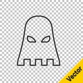 Black line Executioner mask icon isolated on transparent background. Hangman, torturer, executor, tormentor, butcher Royalty Free Stock Photo