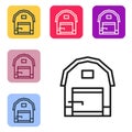 Black line Farm house icon isolated on white background. Set icons in color square buttons. Vector Royalty Free Stock Photo