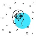 Black line Finding a problem in psychology icon isolated on white background. Random dynamic shapes. Vector