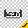 Black line Fire exit icon isolated on transparent background. Fire emergency icon. Vector Royalty Free Stock Photo