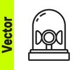 Black line Flasher siren icon isolated on white background. Emergency flashing siren. Vector Royalty Free Stock Photo