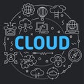 Black Line Flat Circle illustration cloud Royalty Free Stock Photo