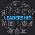 Black Line Flat Circle illustration leadership Royalty Free Stock Photo