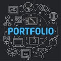 Black Line Flat Circle illustration portfolio Royalty Free Stock Photo