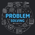 Black Line Flat Circle illustration problem solving Royalty Free Stock Photo