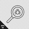 Black line Flea search icon isolated on transparent background. Vector
