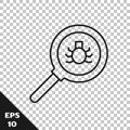 Black line Flea search icon isolated on transparent background. Vector Royalty Free Stock Photo