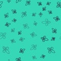 Black line Fleur De Lys icon isolated seamless pattern on green background. Vector Royalty Free Stock Photo