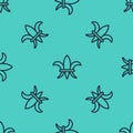 Black line Fleur De Lys icon isolated seamless pattern on green background. Vector Royalty Free Stock Photo