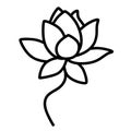 Black line flower water lily. Flat design for metal wall art or t-shirt printing. Vector illustration Royalty Free Stock Photo