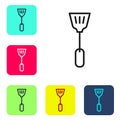 Black line Fly swatter icon isolated on white background. Set icons in color square buttons. Vector