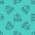 Black line Folder tree icon isolated seamless pattern on green background. Computer network file folder organization Royalty Free Stock Photo