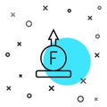 Black line Force of physic formula calculation icon isolated on white background. Random dynamic shapes. Vector