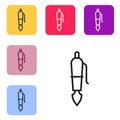 Black line Fountain pen nib icon isolated on white background. Pen tool sign. Set icons in color square buttons. Vector