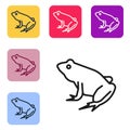 Black line Frog icon isolated on white background. Animal symbol. Set icons in color square buttons. Vector