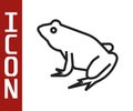Black line Frog icon isolated on white background. Animal symbol. Vector Royalty Free Stock Photo