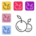 Black line Fruit icon isolated on white background. Set icons in color square buttons. Vector Royalty Free Stock Photo