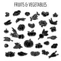 Black line fruit and vegetables icon