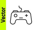 Black line Gamepad icon isolated on white background. Game controller. Vector