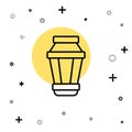 Black line Garden light lamp icon isolated on white background. Solar powered lamp. Lantern. Street lamp. Random dynamic Royalty Free Stock Photo