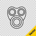 Black line Gas mask icon isolated on transparent background. Respirator sign. Vector Royalty Free Stock Photo