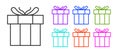 Black line Gift box icon isolated on white background. Valentines day. Set icons colorful. Vector Royalty Free Stock Photo