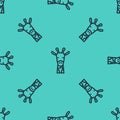 Black line Giraffe head icon isolated seamless pattern on green background. Animal symbol. Vector