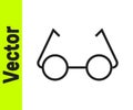 Black line Glasses icon isolated on white background. Eyeglass frame symbol. Vector Illustration Royalty Free Stock Photo