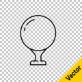 Black line Golf ball on tee icon isolated on transparent background. Vector Illustration Royalty Free Stock Photo