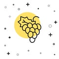 Black line Grape fruit icon isolated on white background. Random dynamic shapes. Vector