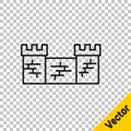 Black line Great wall of China icon isolated on transparent background. Vector