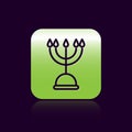Black line Hanukkah menorah icon isolated on black background. Hanukkah traditional symbol. Holiday religion, jewish Royalty Free Stock Photo