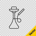 Black line Hookah icon isolated on transparent background. Vector