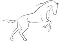 Black line horse on white background. Running horse sketch style Royalty Free Stock Photo