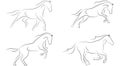 Black line horse on white background. Running horse sketch style Royalty Free Stock Photo