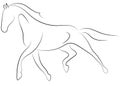 Black line horse on white background. Running horse sketch style. Vector graphic icon animal Royalty Free Stock Photo