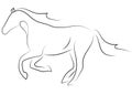 Black line horse on white background. Running horse sketch style. Vector graphic icon animal Royalty Free Stock Photo