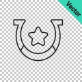 Black line Horseshoe icon isolated on transparent background. Vector