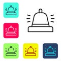 Black line Hotel service bell icon isolated on white background. Reception bell. Set icons in color square buttons. Vector Royalty Free Stock Photo