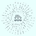 Black line House flood icon isolated on grey background. Home flooding under water. Insurance concept. Security, safety Royalty Free Stock Photo