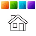 Black line House icon isolated on white background. Home symbol. Set icons in color square buttons. Vector Royalty Free Stock Photo