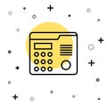 Black line House intercom system icon isolated on white background. Random dynamic shapes. Vector Illustration.