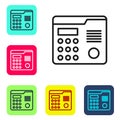 Black line House intercom system icon isolated on white background. Set icons in color square buttons. Vector Royalty Free Stock Photo