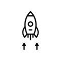 Black line icon for Above, aloft and astronaut