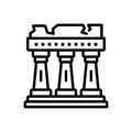 Black line icon for Athens, ruins and landmark