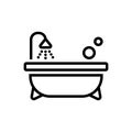 Black line icon for Bathtub, faucet and bathroom Royalty Free Stock Photo