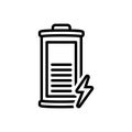 Black line icon for Battery, indicator and charge Royalty Free Stock Photo