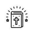 Black line icon for Bible, authority and doctrine