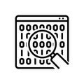Black line icon for Binary Data, Search Symbol and analytics Royalty Free Stock Photo